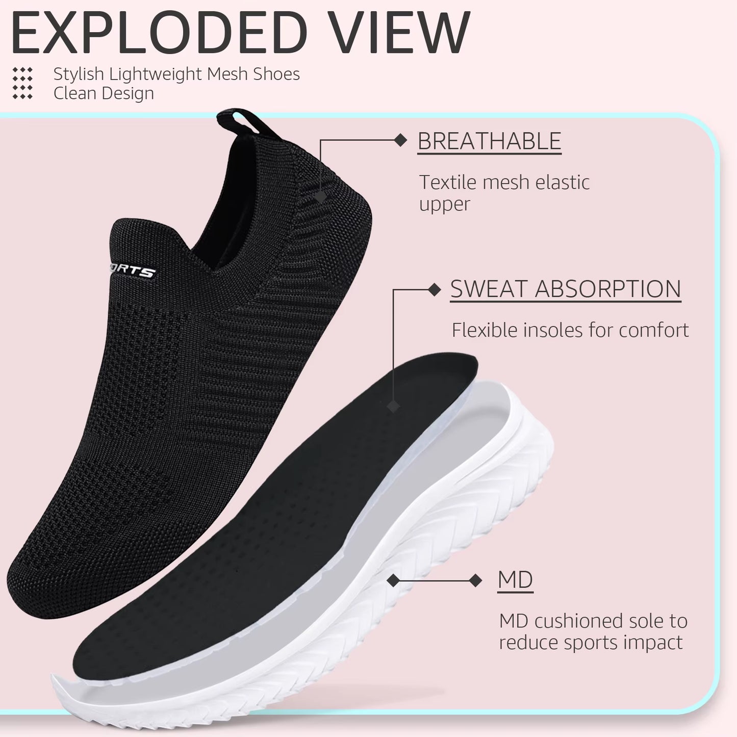 Women'S Running Shoes Women'S Lightweight Slip on Walking Running Shoes Athletic Sneakers